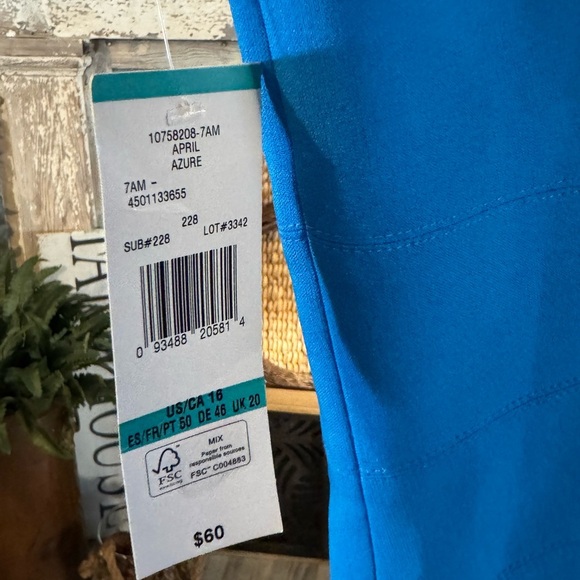 Black Label by Evan-Picone Azure Blue Sleeveless Sheath Dress Size 16 NWT - Picture 4 of 4